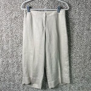 J. Jill Pants Women’s 6P Linen Blend Beige Tan Cropped Wide Leg